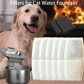 GinGine 3.2L Cat Water Fountain Filters for Drinking (6 Filters & 2 Sponges)