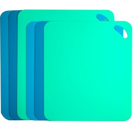 Plastic Flexible Cutting Mats for Kitchen, 6pcs Multi-size Color Coded Chopping Board Set,2 different Sizes Cutting Board Sheet for Kitchen Cooking, Dishwasher Safe(13x10.6"& 14.6x11.6")