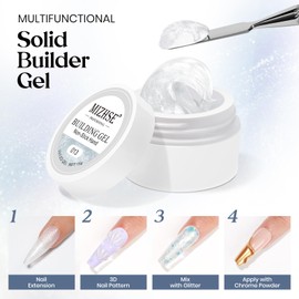 MIZHSE Solid Builder Gel, Aurora White Non-Sticky Hard Gel Sculpting Gel for Nails, Mermaid Pearl Glitter 3D Gel Building Gel Carving Gel Modeling Gel Nail Soak Off UV/LED Nail Art Salon Home DIY