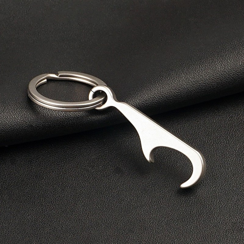 Hamans Titanium Bottle Opener Keychain with Stainless Steel Key Ring