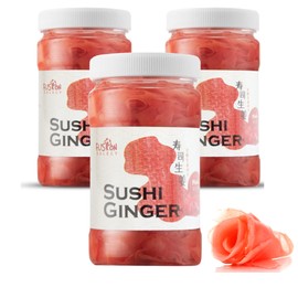 Fusion Select 3 Packs Pink Sushi Ginger - Natural Sliced Gari, Pickled Ginger for Sushi - No MSG, Non-GMO - Spicy, Sour, Sweet & Salty Taste Notes - Side Dish For Sashimi, Sushi Ingredients - 12oz