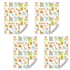 Baby Shower Wrapping Paper Boys Girls Forest Animals Lion Giraffe Elephant Monkey Wrapping Paper Baby Shower Birthday Newborn Kids 4 Sheets Flat Fold 20x30 Inch per Sheet
