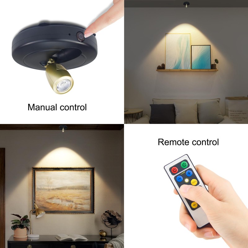 HONGUT Wireless LED Spotlights, Battery Operated Picture Frame Lights, Stick