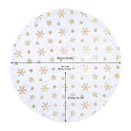 YUDAEE Christmas Tree Skirts 90cm/36in White Xmas Tree Skirts with Gold Snowflake Faux Fur Christmas Tree Mat Base Cover for Christmas Thanksgiving New Year Home Party Festival Glittering Decoration