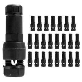 PATIKIL Low Voltage Wire Connector, 24 Pcs 12-20 Gauge Wire Connector Landscape Light Cable Connector Connectors Waterproof for Landscape Lights, Black