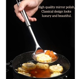 Cyoufine 13.2" Stainless Steel Cooking Skimmer Spoon Metal Slotted Spoon for Straining, Ideal for Frying, Skimmer Ladle Sspoons Kitchen Utensils Fryer Scoop