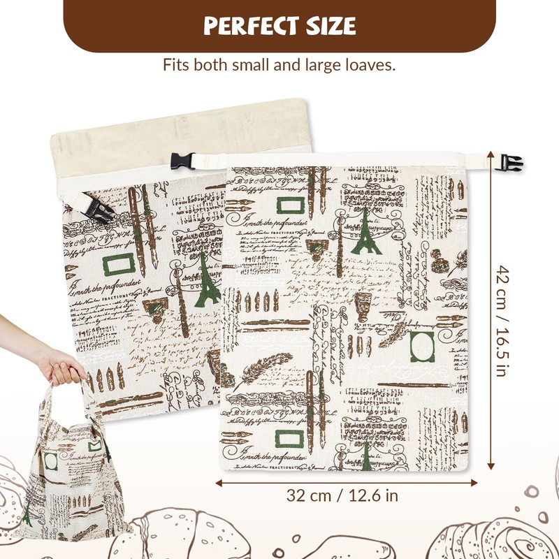 CHENGLIN Beeswax Cotton Bread Bags - Large Reusable Sourdough Storage
