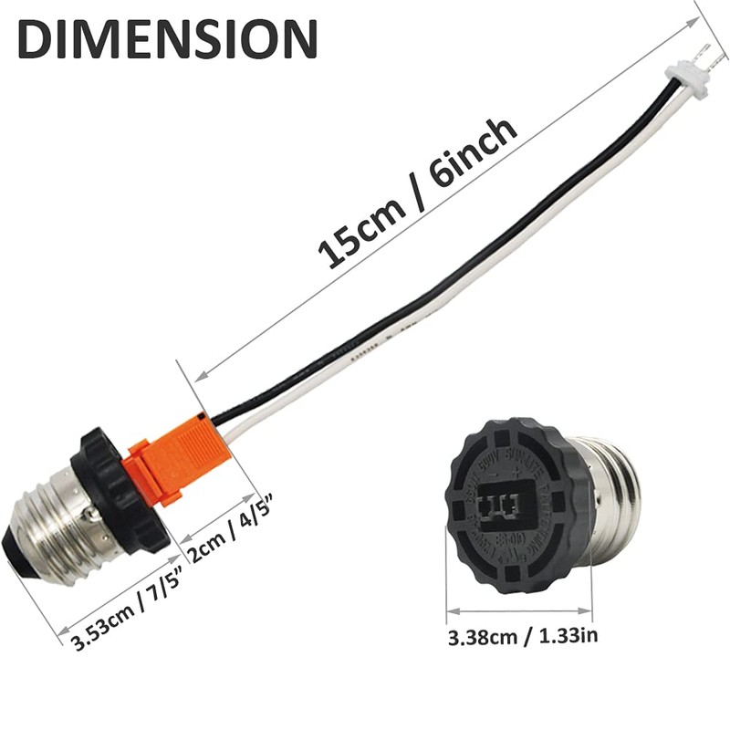 E26 Light Socket Adapter,Medium Screw In Light Socket Pigtail for