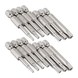 Yakamoz Screwdriver Bits Set, 2 Set of 7Pcs 1/4" Hex Head Drill Hex Shank Magnetic 5 Point Security Star Torx Screwdriver Bits Set | T10-T40, 2‘’ Length