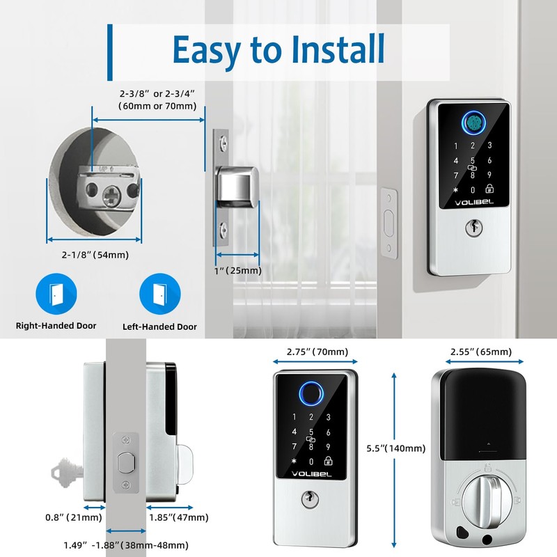 VOLIBeL Smart Lock, 7-in-1 Keyless Entry Door Lock with Fingerprint,