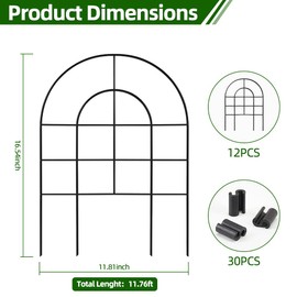 BHeadCat 12 Pack Garden Fence 16.5in(H) x11ft(L), Decorative No Dig Animal Barrier Border, Rustproof Metal Garden Fencing for Dog, Rabbit with Outdoor Yard Lawn Patio Landscape Flower Bed