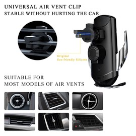 Ohleats Wireless Car Charger Mount, 15W Automotive Electric Wireless Charger Holder, Car Air Vent Mount Bracket Fast Charging for Most Smartphone, Universal Car Accessories (Silver)