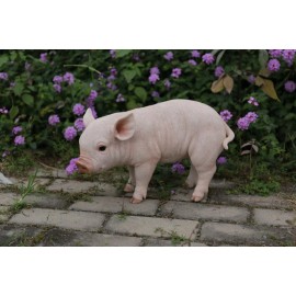 Hi-Line Gift Ltd. Standing Baby Pig Garden Statue Garden Decoration Farm Home Decor - Pink
