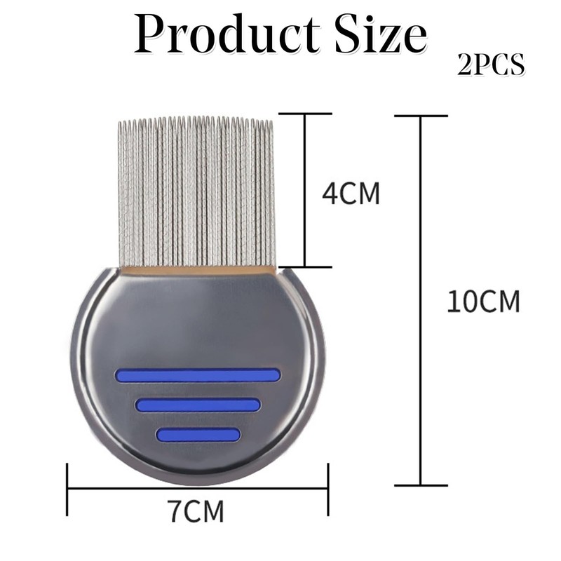  2-Pack Stainless Steel Lice & Nit Combs C Dual-Sided