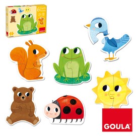 Goula 53173 6 Animal Shaped Puzzles, 2 Pieces, Multi-Colour, One Size