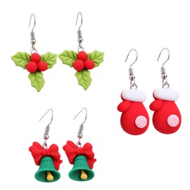 NOLITOY Elegant Xmas Earrings for Women 3 Pack Ear Studs Pendants Chic Ear Decors