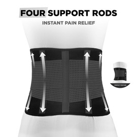 Back Brace for Men and Women | Helps with Injuries and Relieves Hip and Back Pain | Back Support Belt for the Lumbar Spine with Two Settings (XL - 106 to 120 cm, Black)