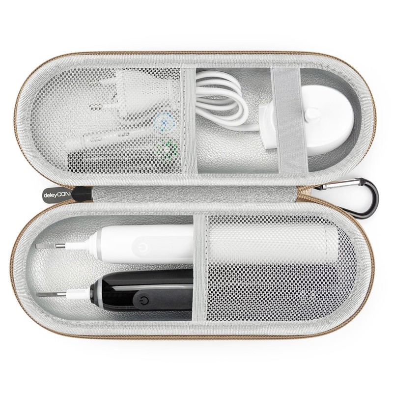 deleyCON Travel Case for Toothbrushes etc., Matte gold, Toiletry bag