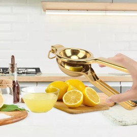 Exprimidor, exprimidor de Mano ergonómico, Antideslizante Acero Inoxidable Duradero para la Cocina (Oro)
