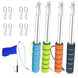 KUBDPQOR Telescopic Handheld Flag Pole 12 Pcs Flag Pole Kit Include 4 5.2 Feet Flagpole and 8 Flag Pole Clip Snaps Hook Portable Flag Poles Outdoor Perfect for Tour Guides & Pointer for Teachers