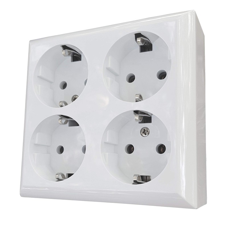 Socket Strip 4-Way Surface-Mounted without Cable 4-Way