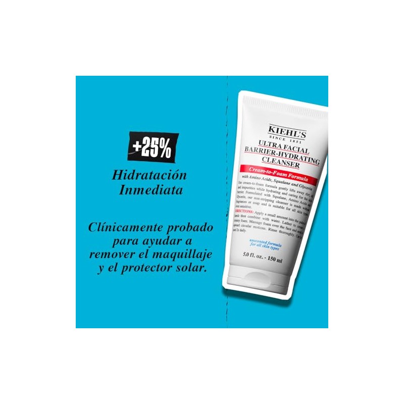 Kiehl Ultra Facial Barrier Hydrating Cleanser Limpiador Crema Espuma Todo