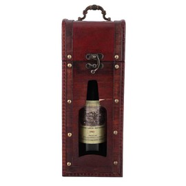 Ausla Wine Box with Handle, Wooden Box for Wine or Champagne, Wine Box as for Parties, Birthdays, Valentine's Day, Anniversaries, 13 x 12 x 34 cm