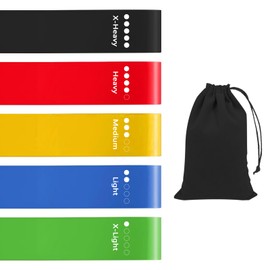 5 STK Fitnessbänder Set, Gymnastikband Widerstandsbänder Krafttraining Gummiband Sportbänder, Resistance Bands, Gymnastikbänder mit 5 Widerstandsstufen, elastisches Pilates Yoga Trainingsbänder Set