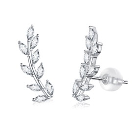 JSGEMSLEE - arete de plata de ley 925 con diseño de oruga, diseño de estrella, corazón, para mujer, joyería de cartílago, Plata Plata de ley Plata Plata de ley Chapado en oro blanco, Circonia cúbica