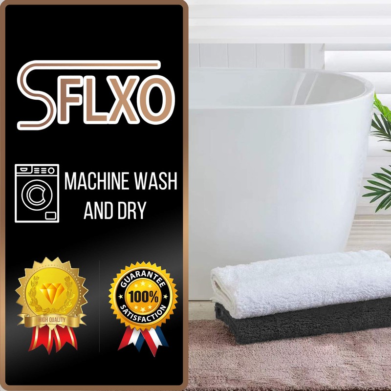 SFLXO 60cm x 40cm Non Slip Bath Mat Machine Washable