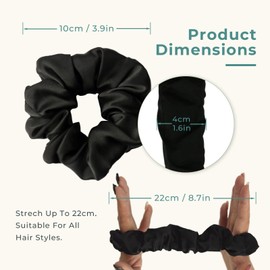 LumeSilk 100% Mulberry Silk Scrunchies for Women and Girls,Pure Silk Hair Tie,No-Crease Ponytail Holder,Soft & Gentle on Hair,Elastic Band for All Hair Types,1 Pack,Black