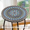 The Home Cult 14" Round End Table, Unique Relief Ceramic