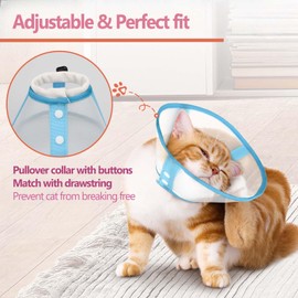 Clorvint Cat Cone Collar Soft, Lightweight Mesh Cat Cone to Stop Licking Adjustable E Collar for Cat Small Dogs, Blue M