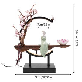 Backflow Incense Burner with Adjustable LED Light Ceramic Hand-Made Incense Fountain Burner with 1 Box of Sandalwood Can Placement Backflow Incense Cones or Incense Sticks Style1 with Fragrance