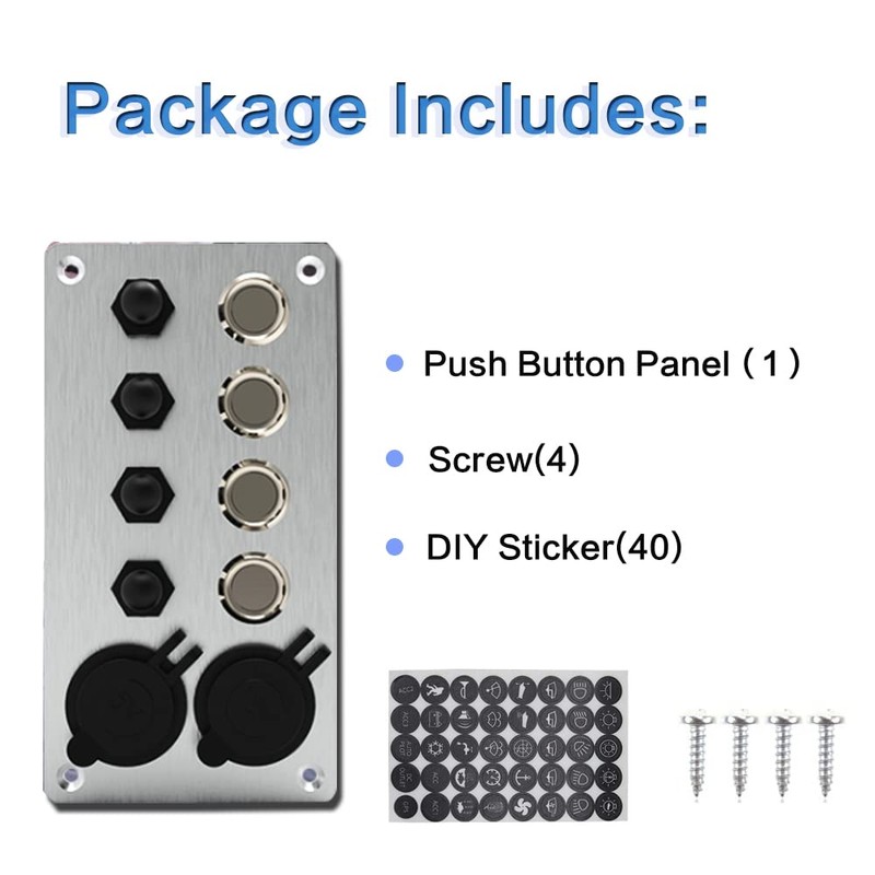 IZTOSS 4 Gang Aluminum Push Button Switch Panel with 5V/4.8