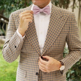 HOULIFE Bow Tie Set for Men – Adjustable Pre-tied Bowtie, Satin Polyester Bow Tie, Solid Colour Pocket Square, Cufflinks Set for Groom Wedding Party Formal with Gift Box