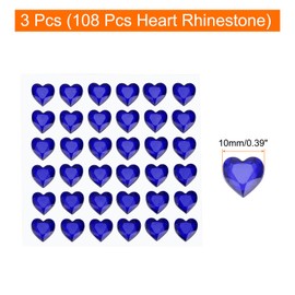 MECCANIXITY 108 Pcs Heart Rhinestone 10mm Self Adhesive Gems Stickers Jewelry Stickers for Jewelry Making, Valentine Makeup, DIY Crafts, Dark Blue
