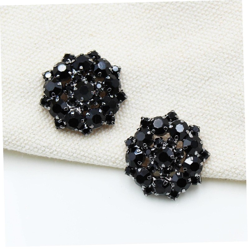 Namzi 10pcs Black Rhinestone Buttons Shank Diamante Accessories DIY for