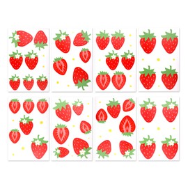 77pcs/8 Sheets Strawberry Decals, Waterproof Berry & Daisy Wall Art Sticker Removable Sweet Strawberry Room Decor for Girls Kids Bedroom Baby Nursery Home School
