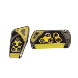REPAIROCK Manual Car Clutch Brake Gas Pedal Pad Kit Set 2 Pcs Black Yellow Auto Replacement Parts
