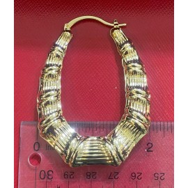 nikandco 14kt Gold Filled Pincatch Hoop Earrings Bamboo  oval