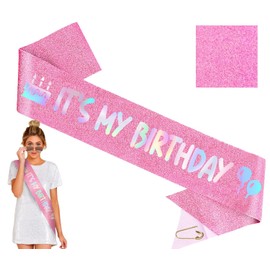 Birthday Sash "It's My Birthday" Sash - Birthday Decorations for Women, Birthday Girl, Birthday Accessories - Birthday Decorations, Its My Birthday Sash for Women Girls (Pink)