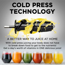 GEMINI APPLIANCES Cold Press Juicer Machine | 3 Inch Wide Chute | High Nutrition & Juice Yield | 3 Juicer Modes | Easy to Clean | Slow Masticating Juicer for Vegetables and Fruits [Black]