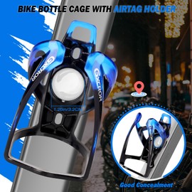 GXCROR Airtag Bike Bottle Holder,Durable,Water Bottle Holder,Bottle Cage,Bike Bottle Cage,Bike Drinks Holder for Most Bottle(BlackBlue*2)
