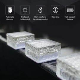 Alvinlite Solar Ground Lights for Outside, Paver Lights Waterproof Landscape Light Ice Cube Light Solar Brick Lights for Garden Patio Walkway Pathway Lawn, Automatic Light Control Switch(warm light)