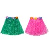 TOODOO Elastic Hawaiian Hula Grass Skirt with Flower Costume Set