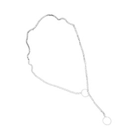 O-Ring Slip Chain Necklace Heart Choker Long Necklace Gothic Heart O-ring Slip Chain Y Necklace Jewelry for Women Men-Circle