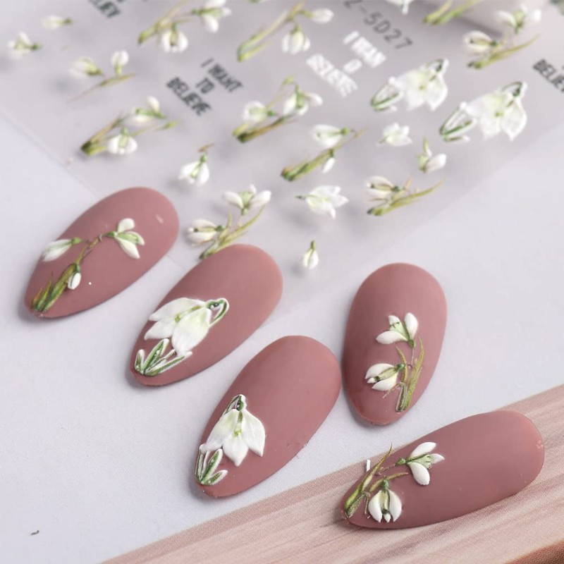 LANODO 3 Pcs Nail Stickers 5D Spring Multiple Styles DIY