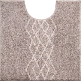 Fluffy and Fluffy Texture Toilet Mat, 23.6 x 23.6 inches (60 x 60 cm), Common Size, Fabric, Beige, Square Shape, Simple Warm Design, Natural, Machine Washable, Non-slip, Envel-Helk