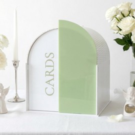 OurWarm White Arched Wedding Card Boxes for Reception, Acrylic Card Box with Writable Green Standee & Erasable Pen, Large Cards Box for Wedding Reception Party Birthday Graduation Baby Shower Decor